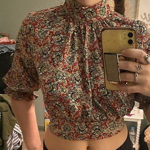 Paisley High Neck Crop Top